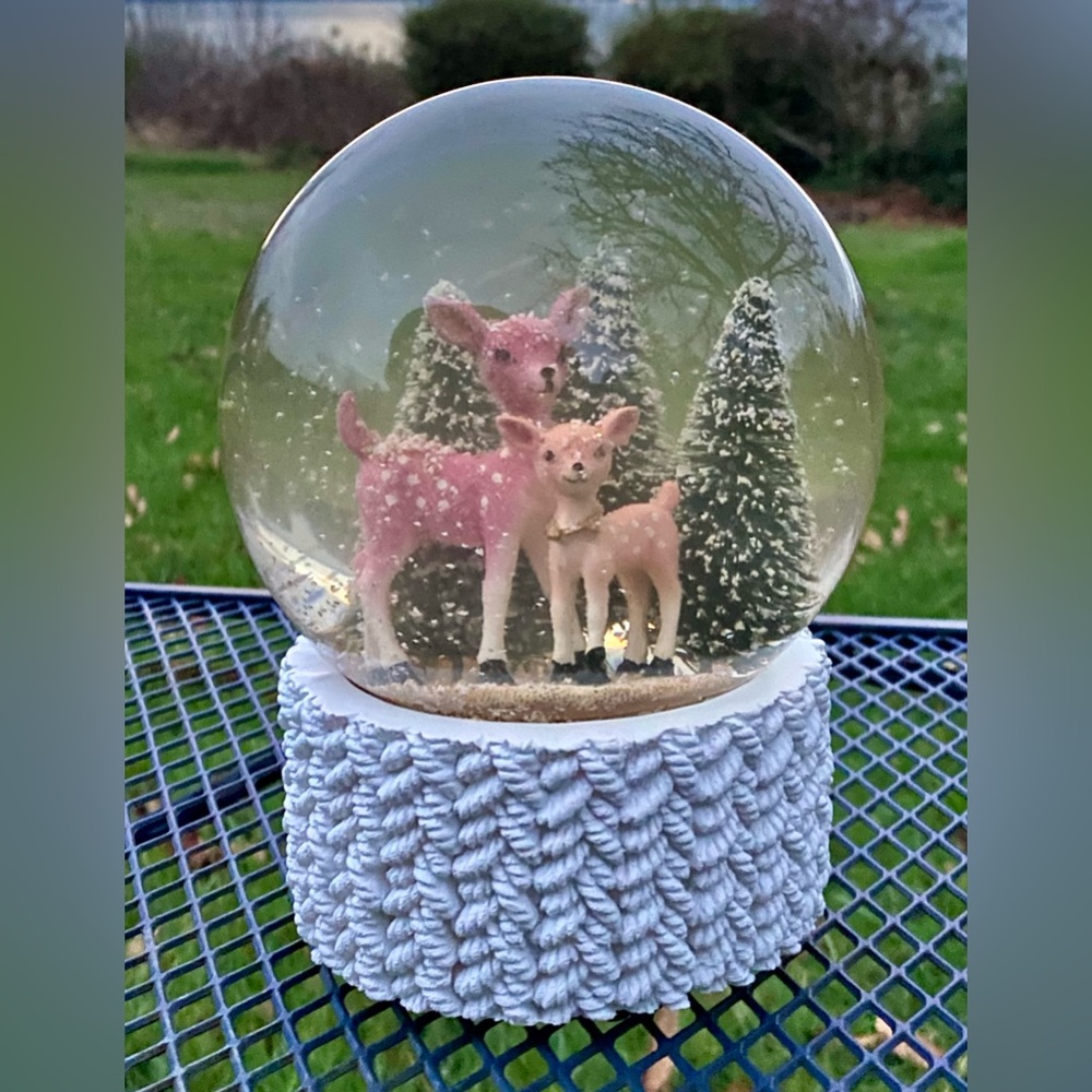 Sincerely Santa Musical Snow Globe Winter Deer Tree Holiday Christmas